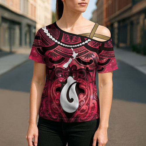 Personalised Maori Matariki Hei Matau Whero Cross Shoulder Shirt Maori Kowhaiwhai Pattern Galaxy