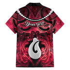 Personalised Maori Matariki Hei Matau Whero Family Matching Off The Shoulder Long Sleeve Dress and Hawaiian Shirt Maori Kowhaiwhai Pattern Galaxy