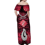 Personalised Maori Matariki Hei Matau Whero Family Matching Off Shoulder Maxi Dress and Hawaiian Shirt Maori Kowhaiwhai Pattern Galaxy