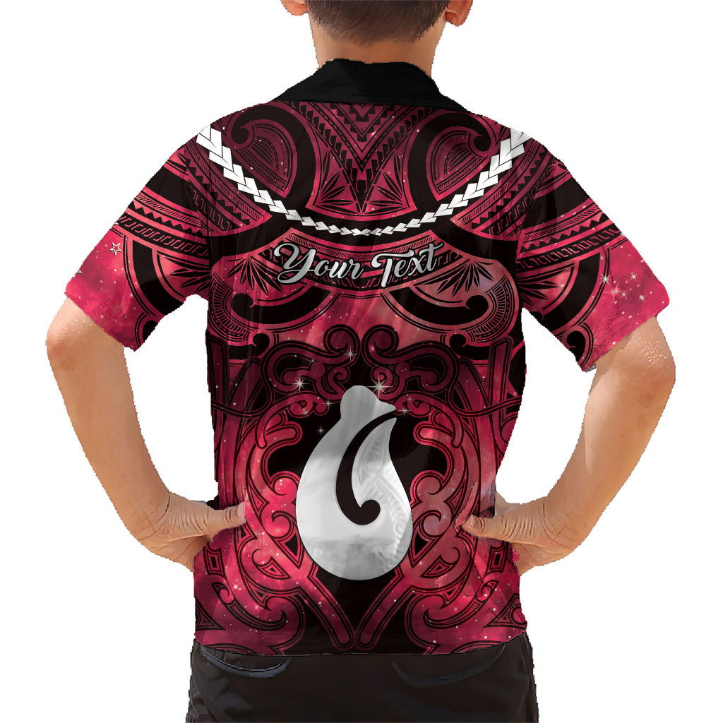 Personalised Maori Matariki Hei Matau Whero Family Matching Puletasi and Hawaiian Shirt Maori Kowhaiwhai Pattern Galaxy