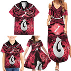 Personalised Maori Matariki Hei Matau Whero Family Matching Summer Maxi Dress and Hawaiian Shirt Maori Kowhaiwhai Pattern Galaxy