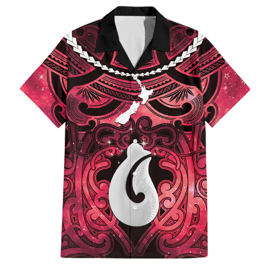 Personalised Maori Matariki Hei Matau Whero Family Matching Summer Maxi Dress and Hawaiian Shirt Maori Kowhaiwhai Pattern Galaxy