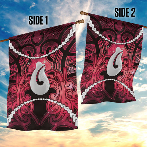 Maori Matariki Hei Matau Whero Garden Flag Maori Kowhaiwhai Pattern Galaxy