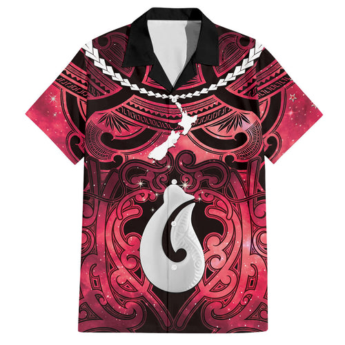 Personalised Maori Matariki Hei Matau Whero Hawaiian Shirt Maori Kowhaiwhai Pattern Galaxy