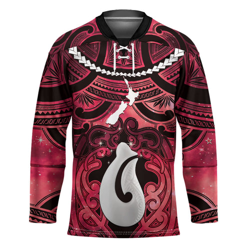 Personalised Maori Matariki Hei Matau Whero Hockey Jersey Maori Kowhaiwhai Pattern Galaxy