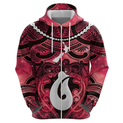 Personalised Maori Matariki Hei Matau Whero Hoodie Maori Kowhaiwhai Pattern Galaxy