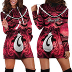 Personalised Maori Matariki Hei Matau Whero Hoodie Dress Maori Kowhaiwhai Pattern Galaxy