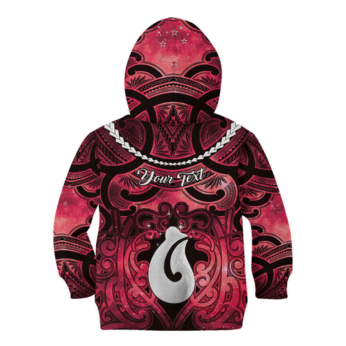 Personalised Maori Matariki Hei Matau Whero Kid Hoodie Maori Kowhaiwhai Pattern Galaxy