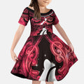 Personalised Maori Matariki Hei Matau Whero Kid Short Sleeve Dress Maori Kowhaiwhai Pattern Galaxy