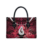 Maori Matariki Hei Matau Whero Leather Bag Maori Kowhaiwhai Pattern Galaxy