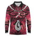 Personalised Maori Matariki Hei Matau Whero Long Sleeve Polo Shirt Maori Kowhaiwhai Pattern Galaxy