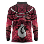 Personalised Maori Matariki Hei Matau Whero Long Sleeve Polo Shirt Maori Kowhaiwhai Pattern Galaxy