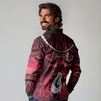 Personalised Maori Matariki Hei Matau Whero Long Sleeve Polo Shirt Maori Kowhaiwhai Pattern Galaxy