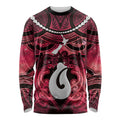 Personalised Maori Matariki Hei Matau Whero Long Sleeve Shirt Maori Kowhaiwhai Pattern Galaxy