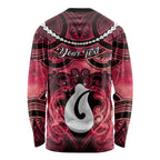 Personalised Maori Matariki Hei Matau Whero Long Sleeve Shirt Maori Kowhaiwhai Pattern Galaxy