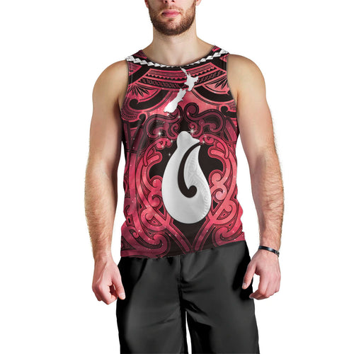 Personalised Maori Matariki Hei Matau Whero Men Tank Top Maori Kowhaiwhai Pattern Galaxy