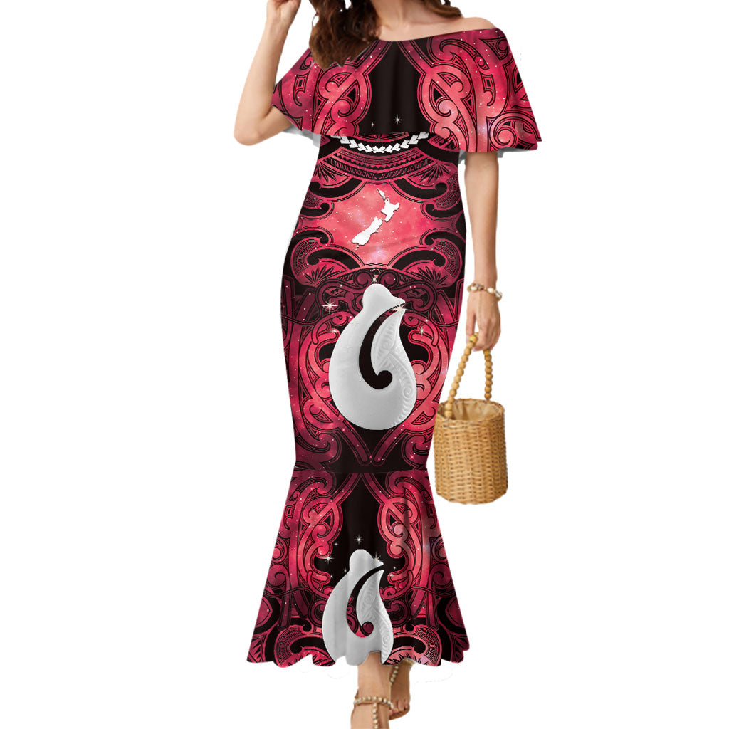 Personalised Maori Matariki Hei Matau Whero Mermaid Dress Maori Kowhaiwhai Pattern Galaxy