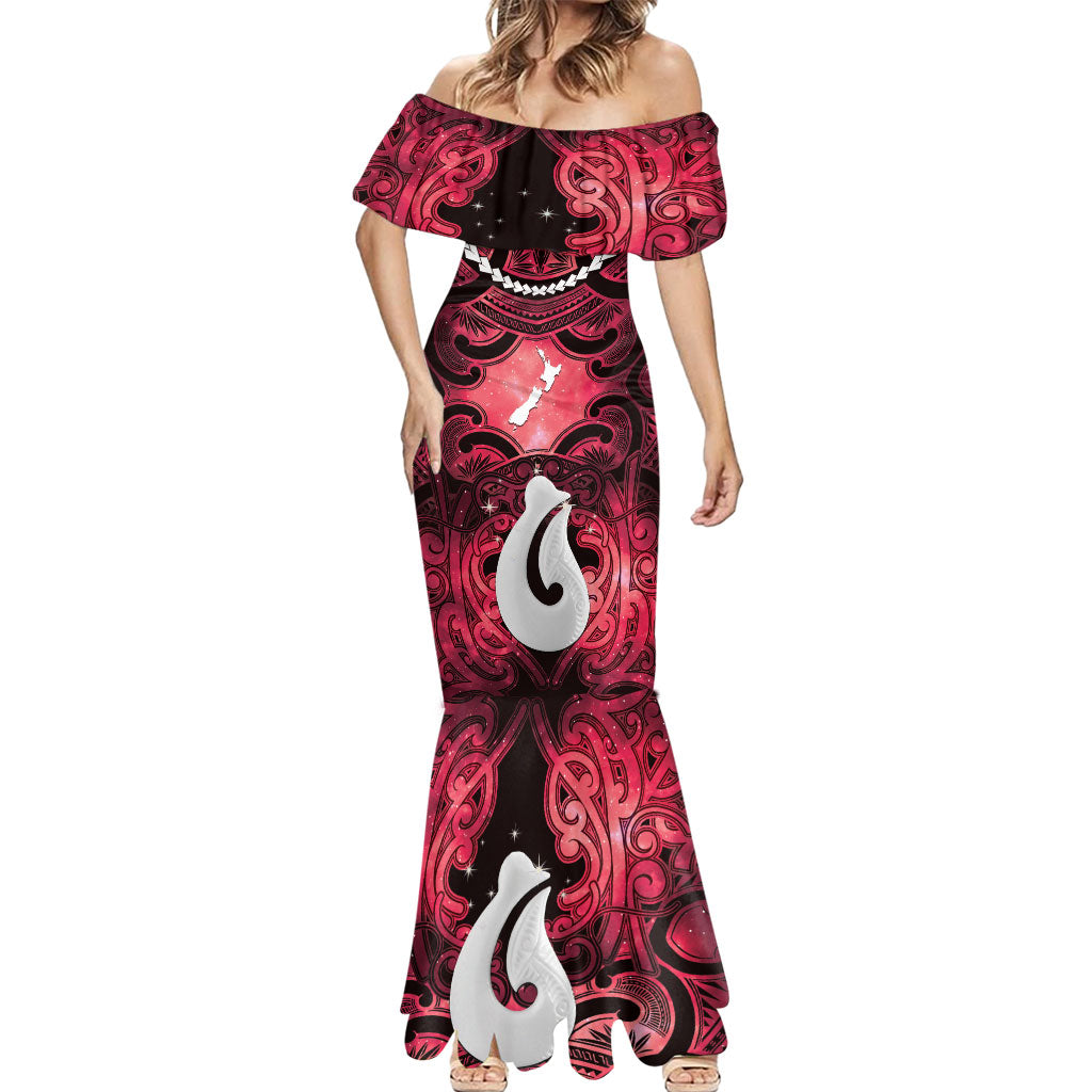 Personalised Maori Matariki Hei Matau Whero Mermaid Dress Maori Kowhaiwhai Pattern Galaxy