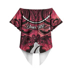 Personalised Maori Matariki Hei Matau Whero Off Shoulder Wrap Waist Top Maori Kowhaiwhai Pattern Galaxy