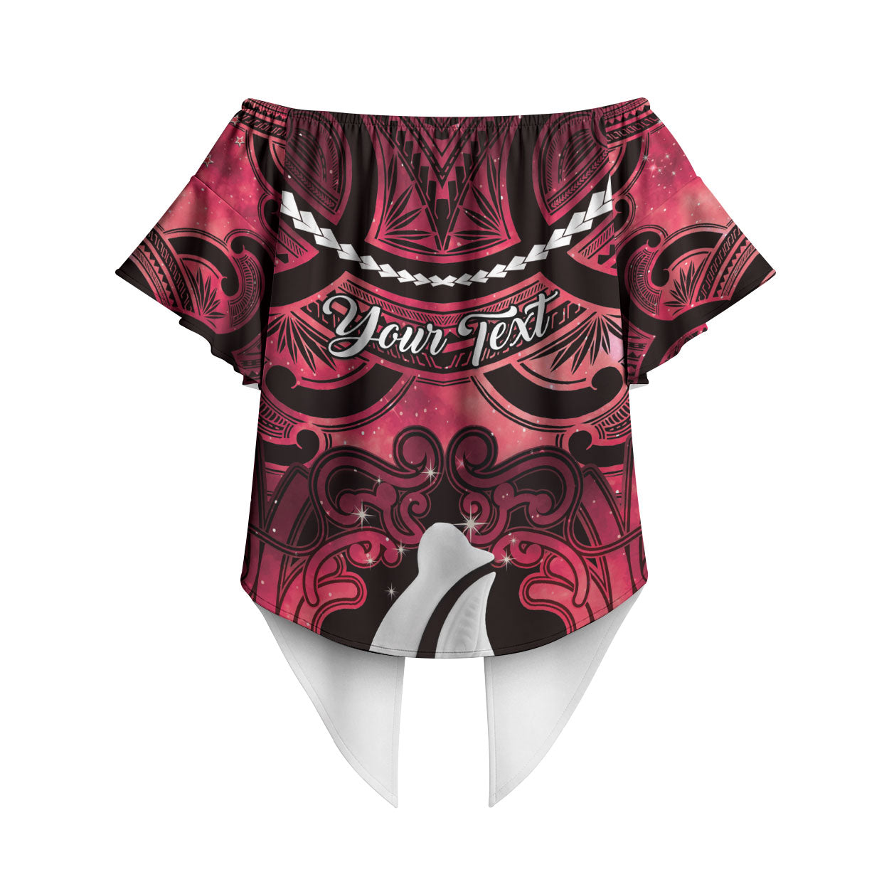 Personalised Maori Matariki Hei Matau Whero Off Shoulder Wrap Waist Top Maori Kowhaiwhai Pattern Galaxy