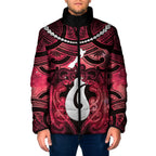 Personalised Maori Matariki Hei Matau Whero Padded Jacket Maori Kowhaiwhai Pattern Galaxy