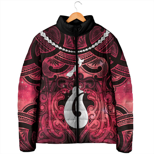 Personalised Maori Matariki Hei Matau Whero Padded Jacket Maori Kowhaiwhai Pattern Galaxy
