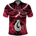 Personalised Maori Matariki Hei Matau Whero Polo Shirt Maori Kowhaiwhai Pattern Galaxy