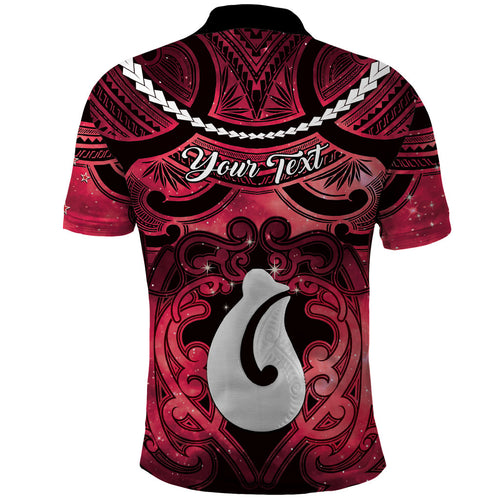 Personalised Maori Matariki Hei Matau Whero Polo Shirt Maori Kowhaiwhai Pattern Galaxy