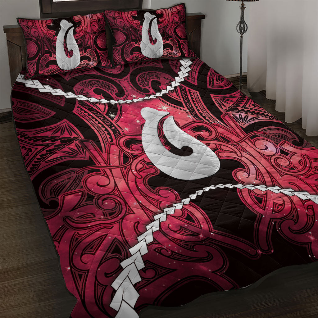 Maori Matariki Hei Matau Whero Quilt Bed Set Maori Kowhaiwhai Pattern Galaxy