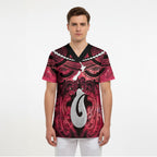 Personalised Maori Matariki Hei Matau Whero Scrub Top Maori Kowhaiwhai Pattern Galaxy