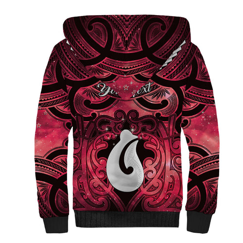 Personalised Maori Matariki Hei Matau Whero Sherpa Hoodie Maori Kowhaiwhai Pattern Galaxy