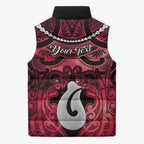 Personalised Maori Matariki Hei Matau Whero Sleeveless Puffer Jacket Maori Kowhaiwhai Pattern Galaxy