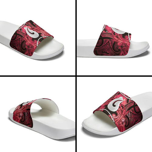 Maori Matariki Hei Matau Whero Slide Sandals Maori Kowhaiwhai Pattern Galaxy