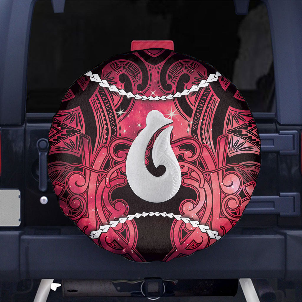 Maori Matariki Hei Matau Whero Spare Tire Cover Maori Kowhaiwhai Pattern Galaxy