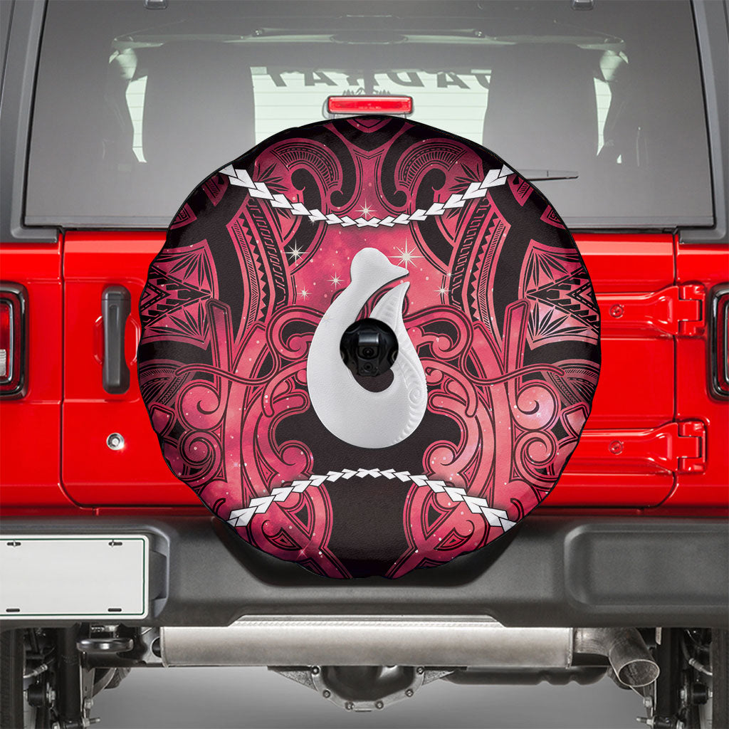 Maori Matariki Hei Matau Whero Spare Tire Cover Maori Kowhaiwhai Pattern Galaxy