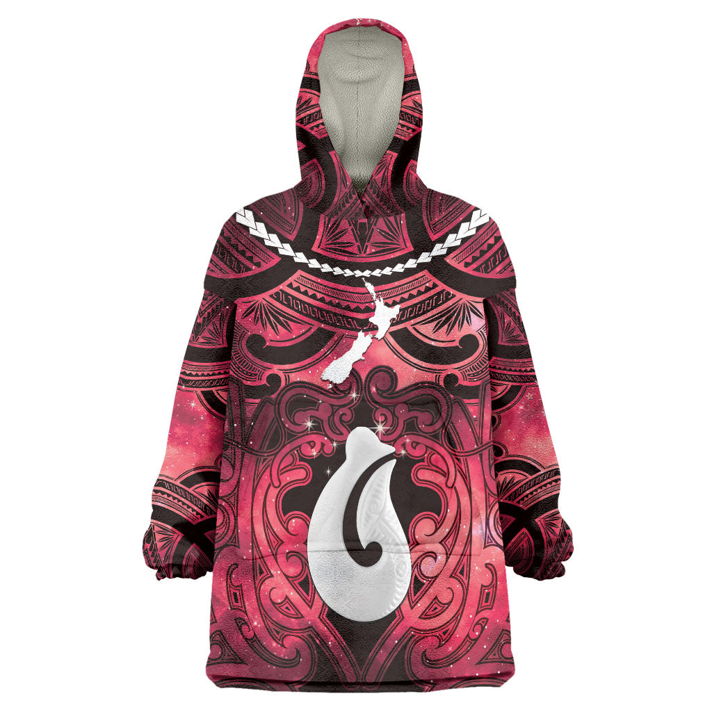 Personalised Maori Matariki Hei Matau Whero Wearable Blanket Hoodie Maori Kowhaiwhai Pattern Galaxy