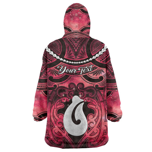Personalised Maori Matariki Hei Matau Whero Wearable Blanket Hoodie Maori Kowhaiwhai Pattern Galaxy