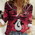 Personalised Maori Matariki Hei Matau Whero Women Casual Shirt Maori Kowhaiwhai Pattern Galaxy