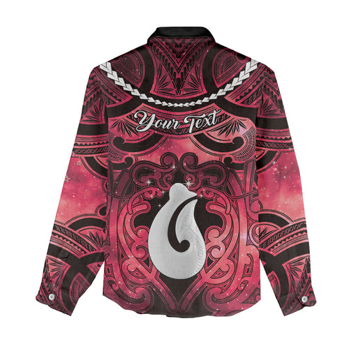 Personalised Maori Matariki Hei Matau Whero Women Casual Shirt Maori Kowhaiwhai Pattern Galaxy