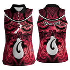 Personalised Maori Matariki Hei Matau Whero Women Sleeveless Polo Shirt Maori Kowhaiwhai Pattern Galaxy