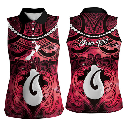 Personalised Maori Matariki Hei Matau Whero Women Sleeveless Polo Shirt Maori Kowhaiwhai Pattern Galaxy