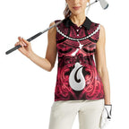 Personalised Maori Matariki Hei Matau Whero Women Sleeveless Polo Shirt Maori Kowhaiwhai Pattern Galaxy