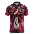 Personalised Maori Matariki Hei Matau Whero Zipper Polo Shirt Maori Kowhaiwhai Pattern Galaxy