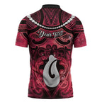 Personalised Maori Matariki Hei Matau Whero Zipper Polo Shirt Maori Kowhaiwhai Pattern Galaxy