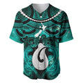 Personalised Maori Matariki Hei Matau Turquoise Baseball Jersey Maori Kowhaiwhai Pattern Galaxy