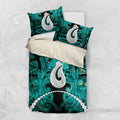 Maori Matariki Hei Matau Turquoise Bedding Set Maori Kowhaiwhai Pattern Galaxy