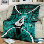 Maori Matariki Hei Matau Turquoise Blanket Maori Kowhaiwhai Pattern Galaxy