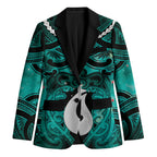 Personalised Maori Matariki Hei Matau Turquoise Blazer Maori Kowhaiwhai Pattern Galaxy