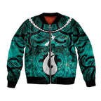Personalised Maori Matariki Hei Matau Turquoise Bomber Jacket Maori Kowhaiwhai Pattern Galaxy