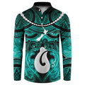 Personalised Maori Matariki Hei Matau Turquoise Button Sweatshirt Maori Kowhaiwhai Pattern Galaxy
